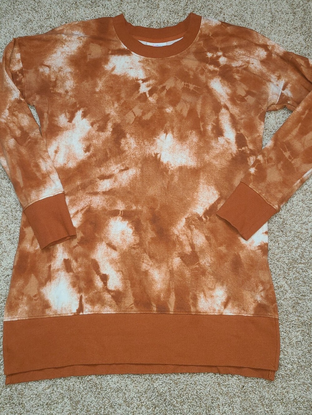LuLaRoe Hannah Crewneck Tunic Oversized, Orange Tie Dye